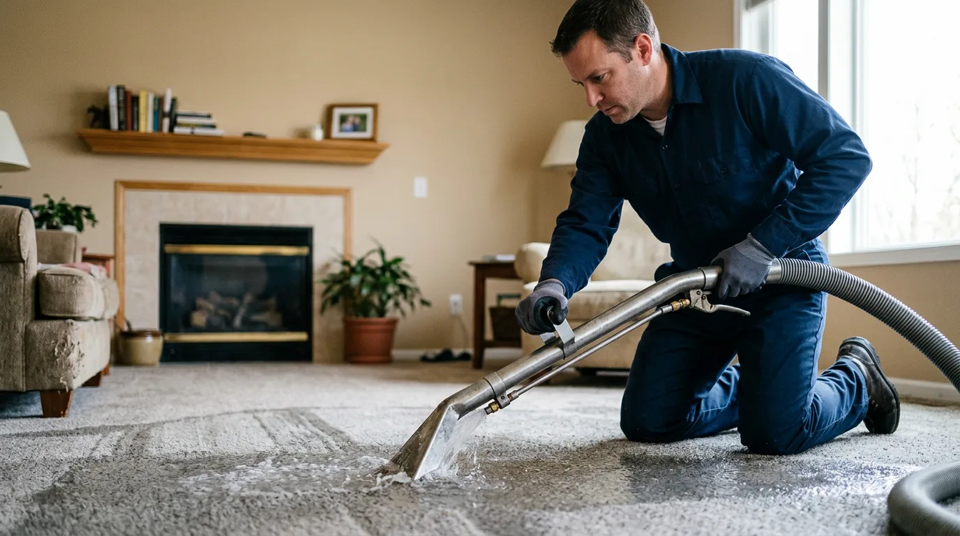 Water damage restoration technician working near Rochester, MA